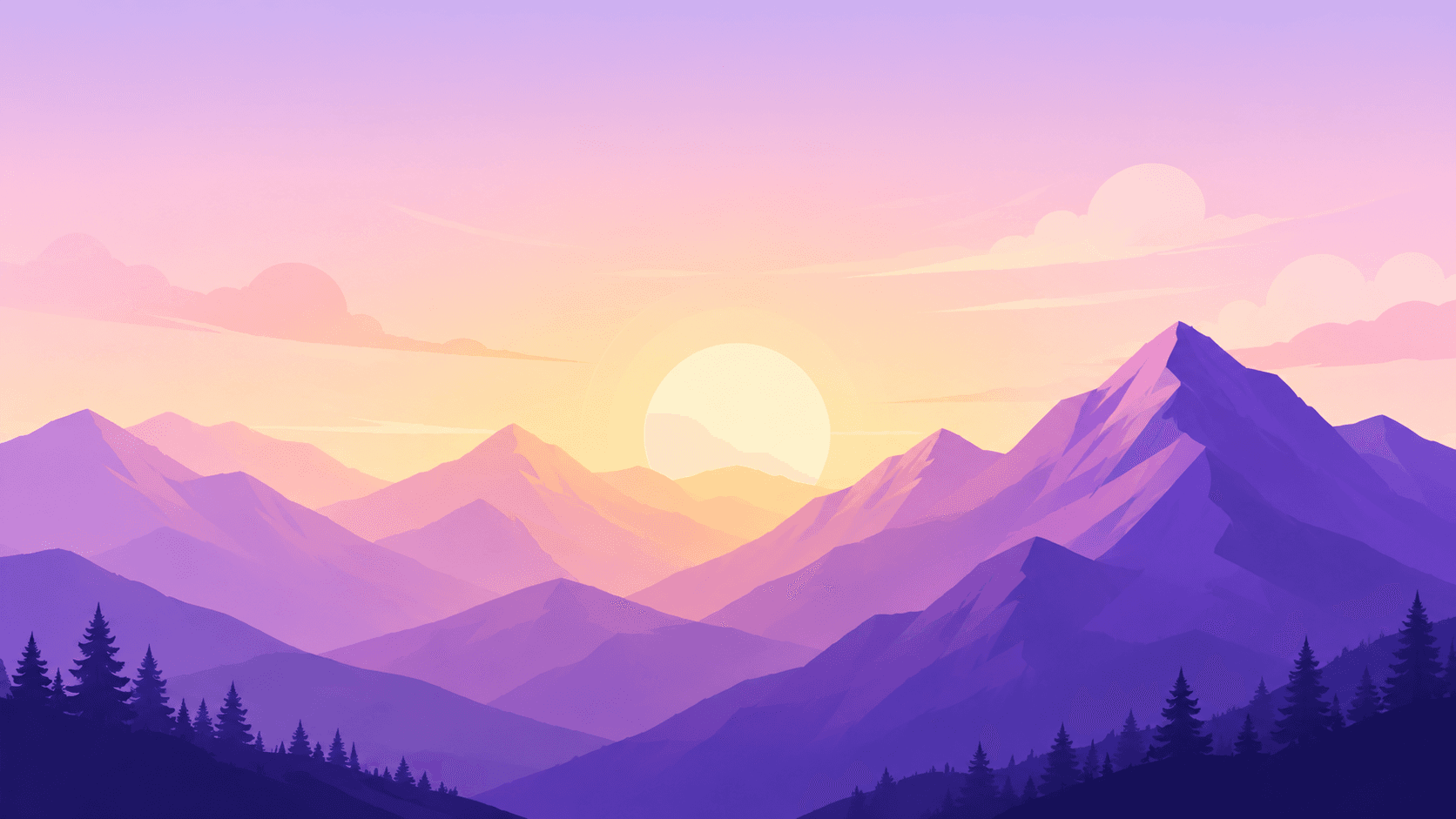 Mountain landscape at sunrise